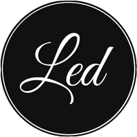 LED Creatived logo - The word LED in a black circle