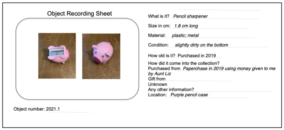 A sheet describing the pig pencil sharpener in detail